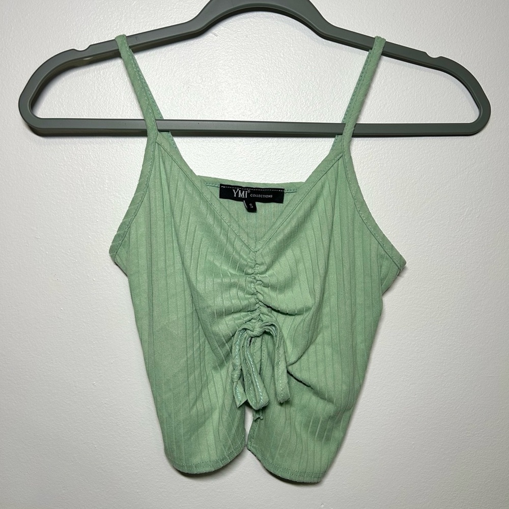 Green Ribbed Women's Tank Top